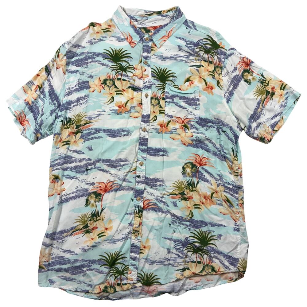 Vintage Colours Alexander Julian Hawaiian Shirt Mens XL Rayon Floral Button Up